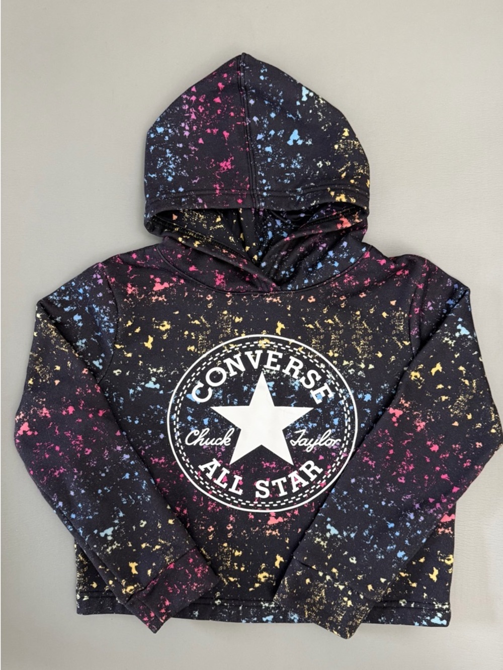 Converse Chuck Taylor Hoodie Kids Size M 10-12 Years Black Splatter Print
